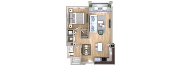 a floor plan of a house with a bedroom and a living room