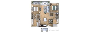 a drawing of a floor plan with a bedroom and a living room
