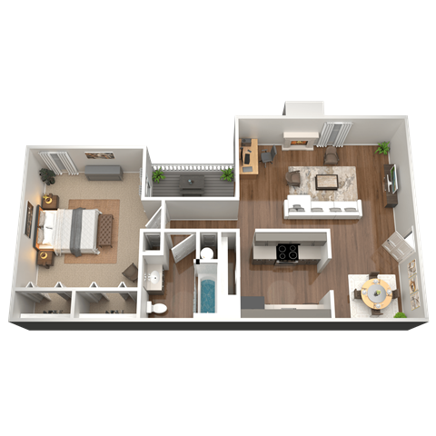 1 Bed 1 Bath Floor Plan | 744 Sq. Ft. at The Annaline in Nashville, Tennessee 37217