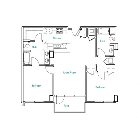 2 Bed 2 Bath Floor Plan | 1,044-1,072 Sq. Ft.  at Vue, San Pedro, CA