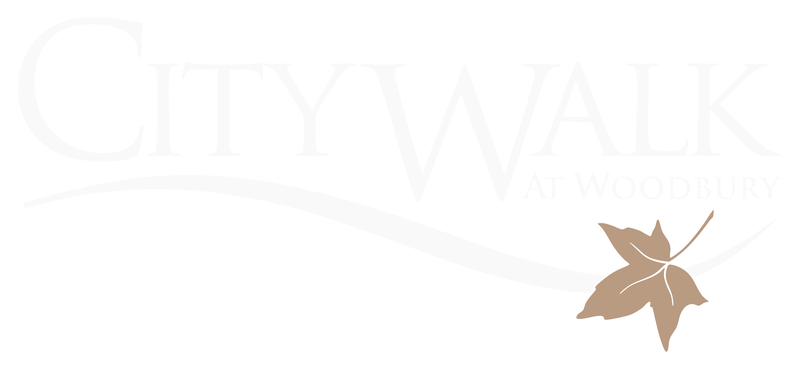 A logo for a city walk at Woodbury featuring a leaf.