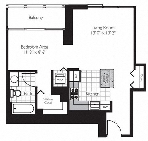 Shoreham | 0 Bed | 1 Bath | Convertible 03 at Shoreham and Tides, Chicago Illinois 