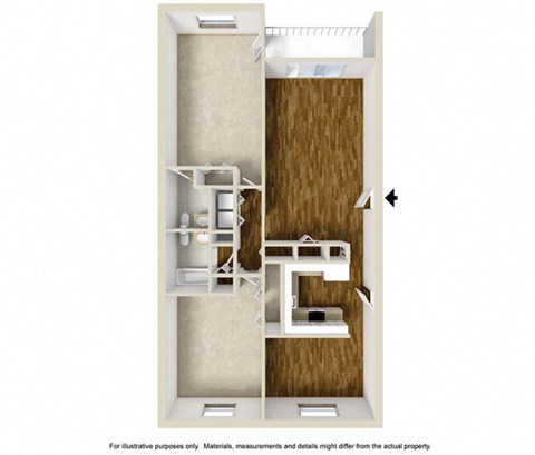 2 Bed 1.5 Bath Floor Plan | 1,105 Sq. Ft. at Rosemont Square Apartments, Massachusetts, 02368