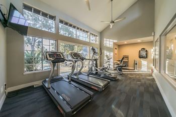 Treadmills and equipment in state of the art fitness center at Bay Village, Vallejo, CA