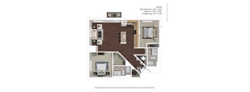 2 Bed 2 Bath Floor Plan | 1,289 Sq. Ft. at Avant at the Arboretum, Illinois, 60532