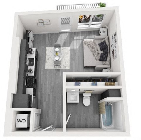 Studio Floor plan at Olive DTLA, Los Angeles, California