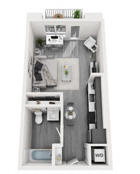 Studio Floor plan at Olive DTLA, Los Angeles, California