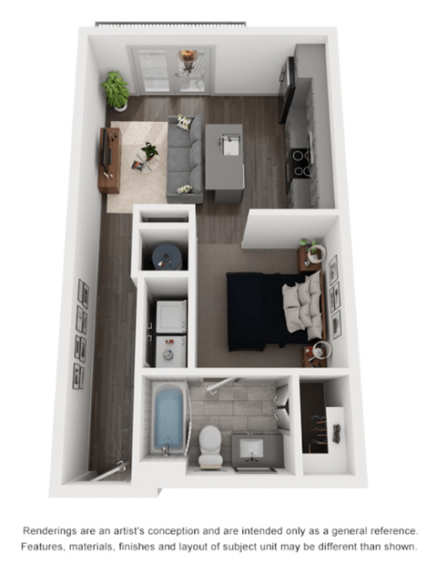E1 Floor Plan | 531 Sq. Ft. at Abstract at Design District, Dallas, TX