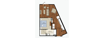 E2 Floor Plan | 611 Sq. Ft. at Abstract at Design District, Dallas, 75207