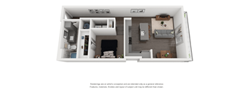 E3 Floor Plan | 710 Sq. Ft. at Abstract at Design District, Dallas, TX, 75207
