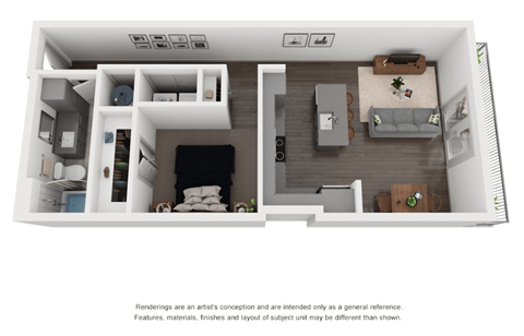 E3 Floor Plan | 710 Sq. Ft. at Abstract at Design District, Dallas, TX, 75207