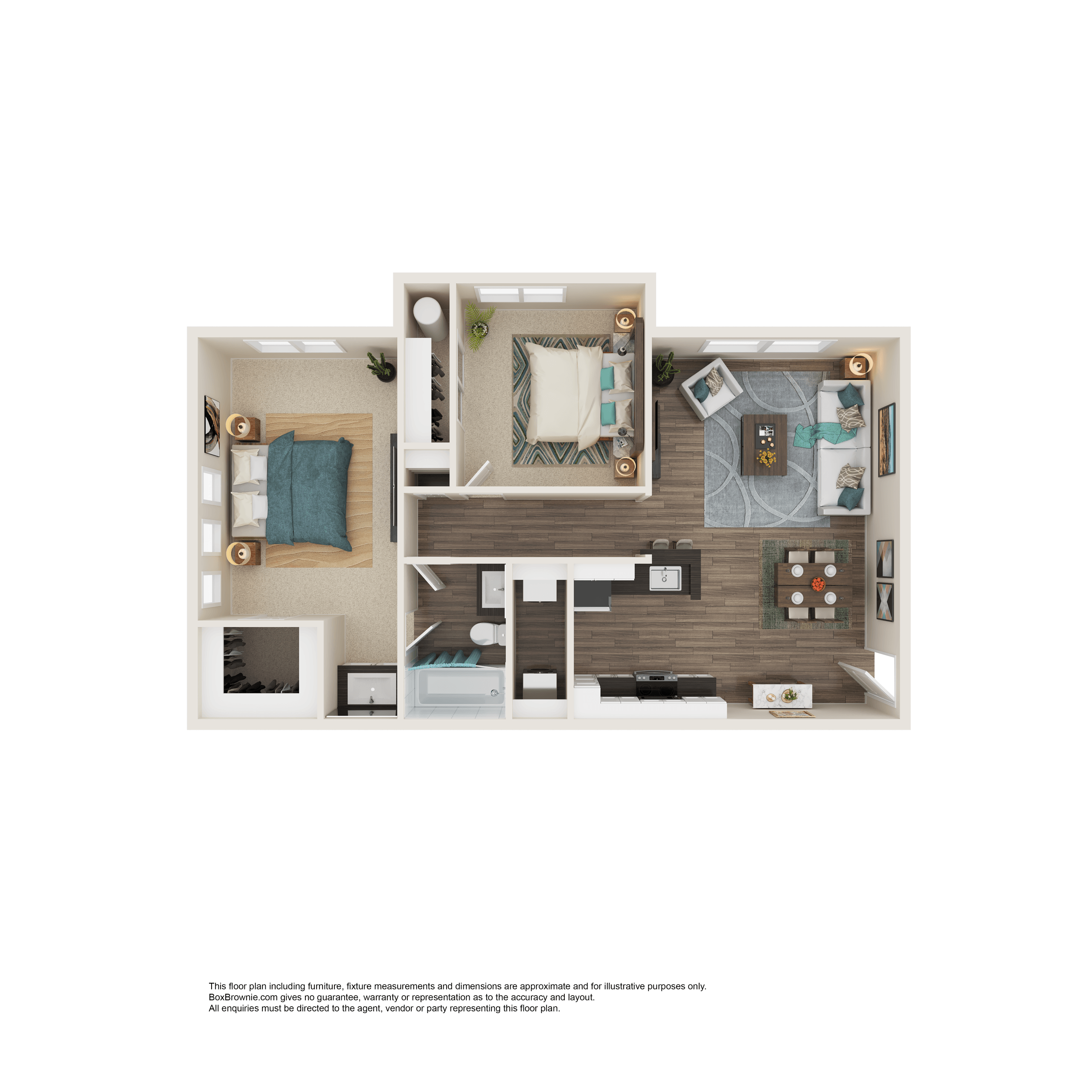 2 Bed 1 Bath Floor Plan | 695 Sq. Ft. at Element Deer Valley in Phoenix, 85027