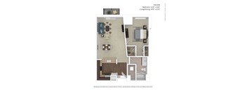 1 Bed 1 Bath Floor Plan | 940 Sq. Ft. at Avant at the Arboretum, Lisle, Illinois 60532