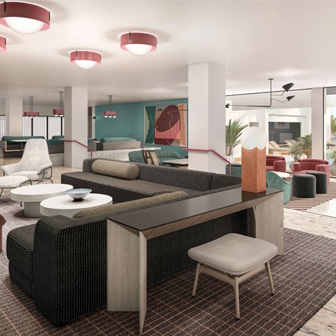 The Flat Resident Clubhouse Lounge View 2 at The Flat, California