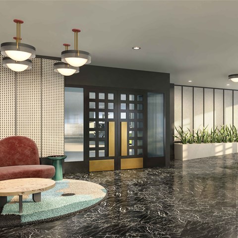 The Flat Lobby Entrance at The Flat, California, 90017