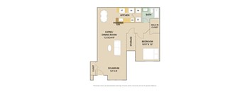 1 Bed 1 Bath Floor Plan | 800 Sq. Ft at Country Club Lakes, Jacksonville, Florida
