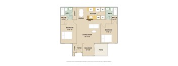 2 Bed 2 Bath Floor Plan | 1,260 Sq. Ft at Country Club Lakes, Jacksonville, FL, 32224