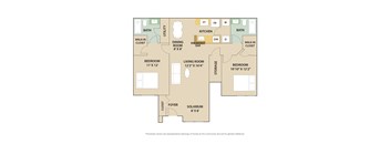 2 Bed 2 Bath Floor Plan | 1,075 Sq. Ft at Country Club Lakes, Jacksonville, FL, 32224