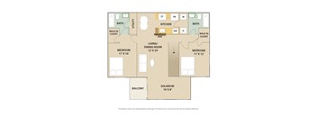 2 Bed 2 Bath Floor Plan | 1,200 Sq. Ft at Country Club Lakes, Jacksonville, FL