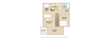 1 Bed 1 Bath Floor Plan | 925 Sq. Ft at Country Club Lakes, Jacksonville, FL
