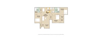 3 Bed 2 Bath Floor Plan | 1,275 Sq. Ft at Country Club Lakes, Florida