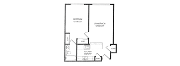 a floor plan of a house with a bedroom and a living room