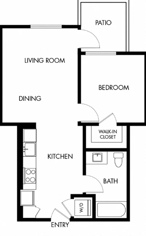 1 Bed 1 Bath Floor Plan | 613 Sq. Ft. at G12 Apartments, California, 90015