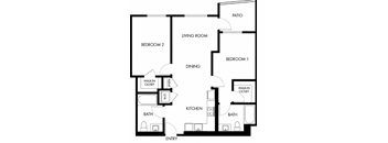 2 Bed 2 Bath Floor Plan | 972 Sq. Ft. at G12 Apartments, California