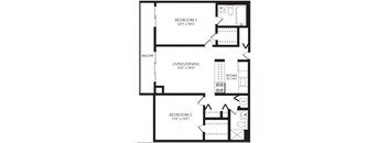 2 bed 2 bath THE BENNINGTON Floor Plan at 2460 Peachtree Apartments, Georgia, 30305