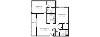2 bed 2 bath THE BUCKHEAD Floor Plan at 2460 Peachtree Apartments, Georgia, 30305
