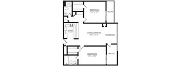 2 bed 2 bath THE GEORGIAN Floor Plan at 2460 Peachtree Apartments, Georgia, 30305