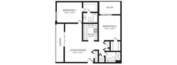2 bed 2 bath THE MARCUS Floor Plan at 2460 Peachtree Apartments, Georgia, 30305
