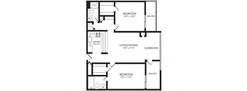 2 bed 2 bath THE REGENCY Floor Planat 2460 Peachtree Apartments, Georgia, 30305