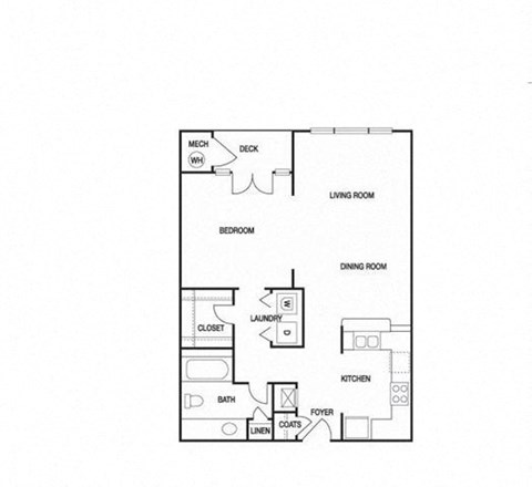 Studio 1 Bath Floor Plan | 676 Sq. Ft. Studio 1 Bath Floor Plan | 676 Sq. Ft. at Willowest in Lindbergh, Atlanta, Georgia