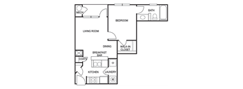 1 Bedroom Floor Plan at Willowest in Collier Hills, Atlanta, GA