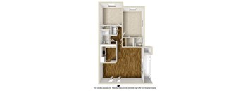2 Bed 1.5 Bath Floor Plan | 1,069 Sq. Ft. at Rosemont Square Apartments, Massachusetts