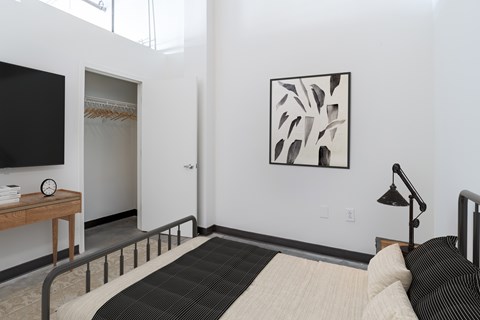 Bedroom at Highland Mill Lofts in Charlotte, NC 28205