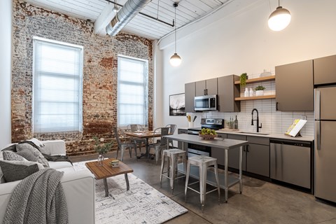 Open Kitchen  at Highland Mill Lofts in Charlotte, North Carolina
