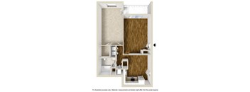 1 Bed 1 Bath Floor Plan | 813 Sq. Ft. at Rosemont Square Apartments, Randolph, 02368
