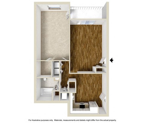 1 Bed 1 Bath Floor Plan | 813 Sq. Ft. at Rosemont Square Apartments, Randolph, 02368