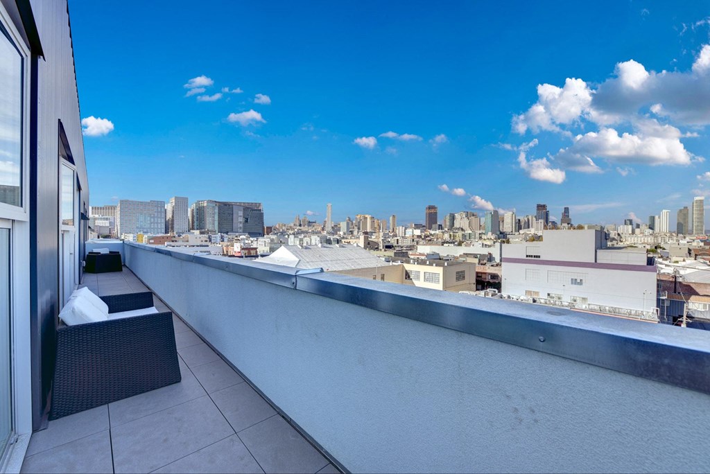 the view of the city from the roof top terrace at L Seven, California