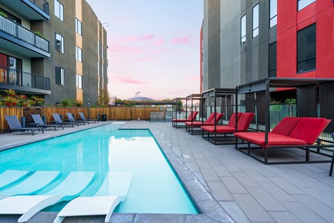 Swimming pool at Misora Apartments, San Jose, CA, 95128