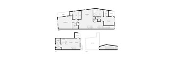 A floor plan of a house with three bedrooms, a living room, and a kitchen.