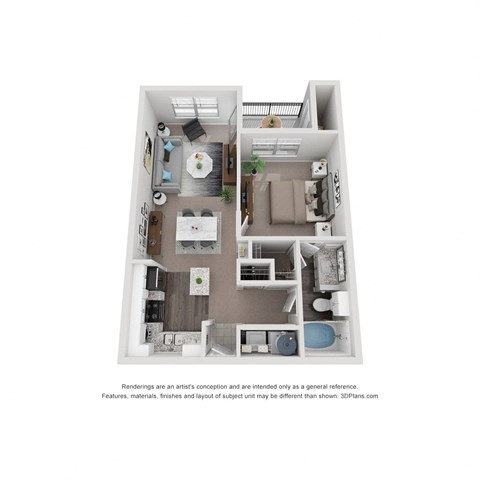 1 Bed 1 Bath Floor Plan | 660 Sq. Ft. at Mission Gate in Plano, TX 75024