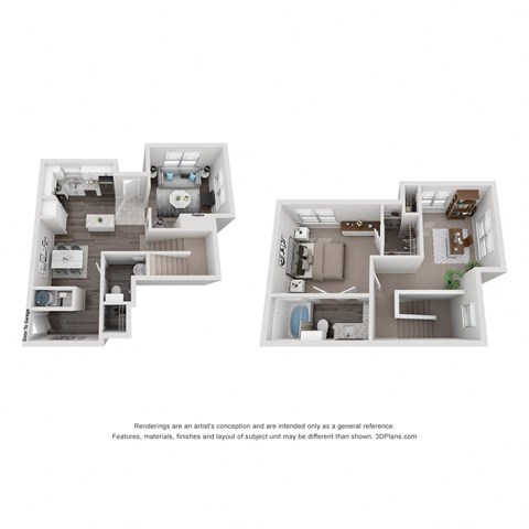 1 Bed 1.5 Bath Floor Plan | 1,112 Sq. Ft. at Mission Gate in Plano, Texas