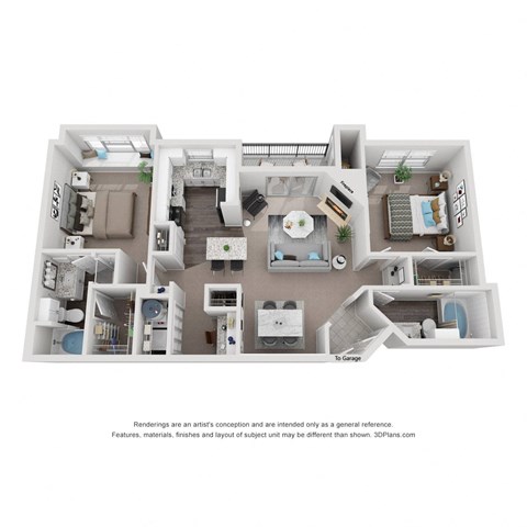 2 Bed 2 Bath Floor Plan | 1,045 Sq. Ft. at Mission Gate in TX 75024