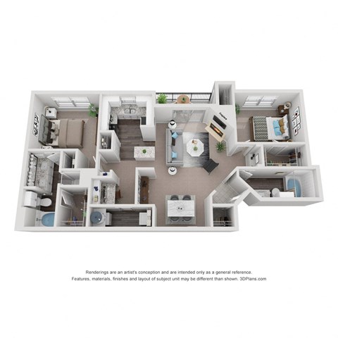 2 Bed 2 Bath Floor Plan | 1,185 Sq. Ft. at Mission Gate in Plano, TX