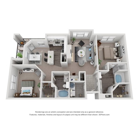 2 Bed 2 Bath Floor Plan | 1,185 Sq. Ft. at Mission Gate in Plano