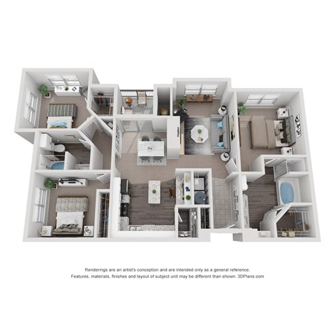 2 Bed 2 Bath Floor Plan | 1,315 Sq. Ft. at Mission Gate in Plano, TX 75024