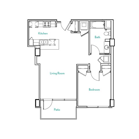 1 Bed 1 Bath Floor Plan | 756 Sq. Ft.  at Vue, California